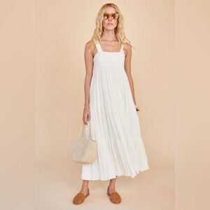 NWT Hunter Bell Poppy Maxi Dress in White Crinkle, Size XS